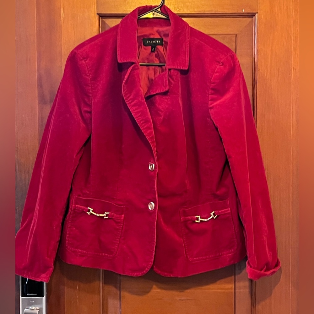 Talbots red corduroy stretch blazer 16 Large